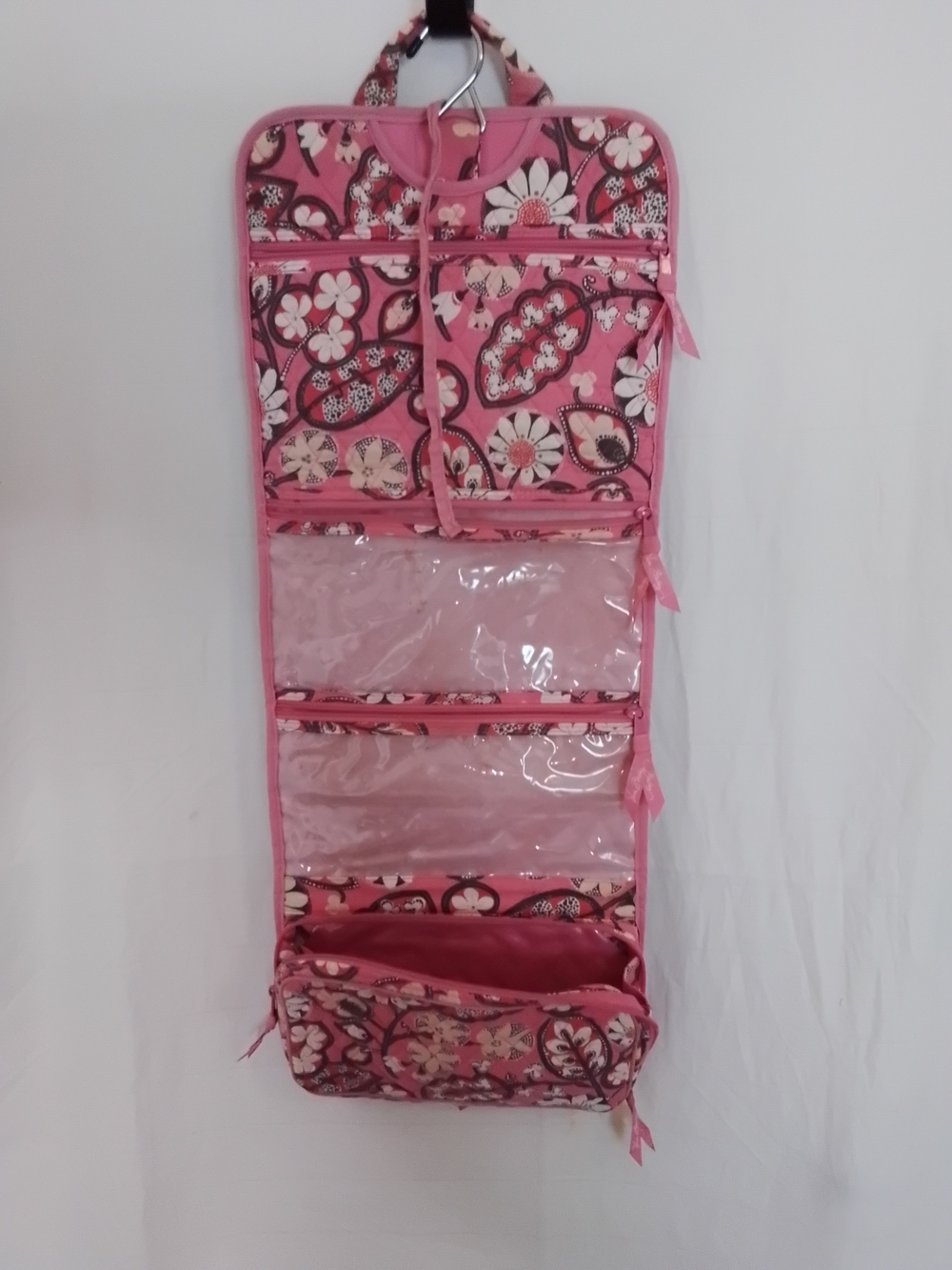 Vera Bradley Pink Floral Hanging Organizer Bag for Women